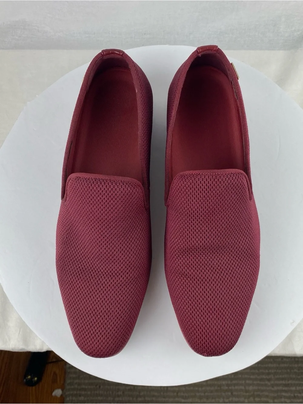 Men's Slip-On Knit Loafers in Burgundy - Comfortable Casual Shoes US 11